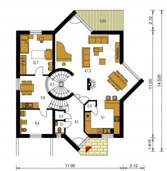 Grundriss des Erdgeschosses - PRESTIGE 210